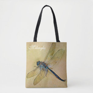 Bolsa Tote Libélula personalizada do azul de Tolstoy do