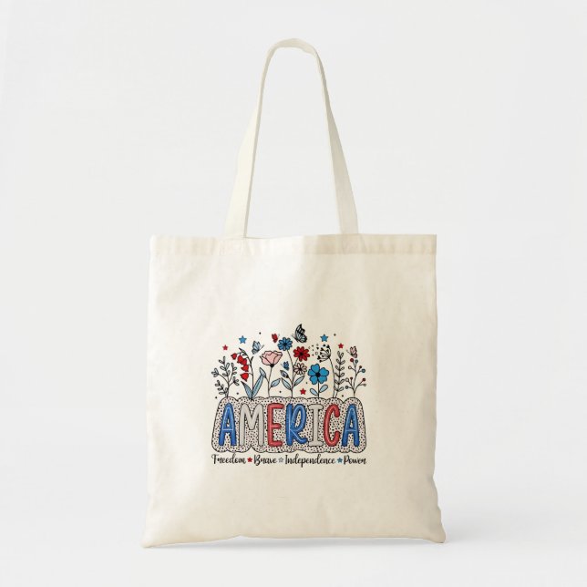 Bolsa Tote Liberdade Americana Independência Corajosa Poder 4 (Frente)