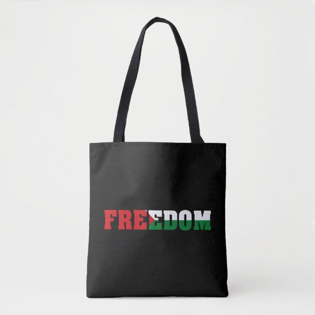 Bolsa Tote Liberdade | Cores da bandeira da Palestina | Gaza  (Frente)