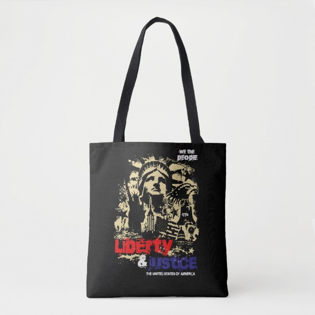Bolsa Tote Liberdade e Justiça. Estátua da Liberdade, EUA (Frente)