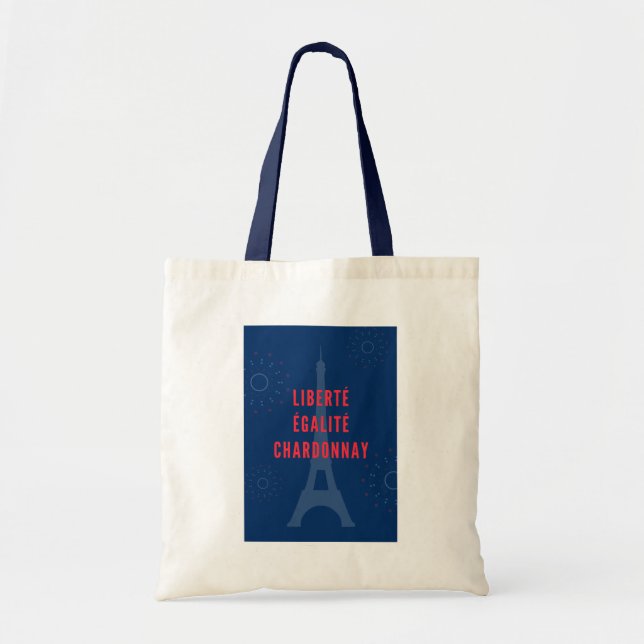 Bolsa Tote Liberté Égalité Chardonnay Engraçado Torre Eiffel (Frente)