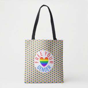 Bolsa Tote Liberte seu gênero, Rainbow Heart