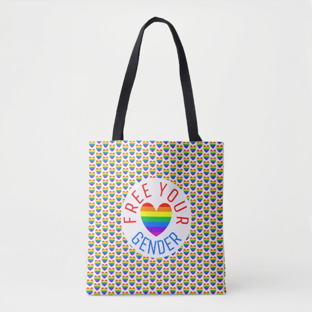 Bolsa Tote Liberte seu gênero, Rainbow Heart (Frente)