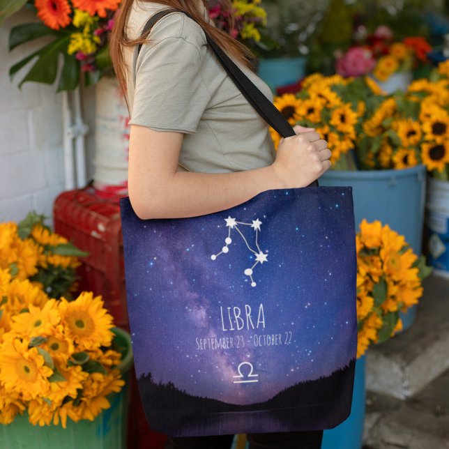 Bolsa Tote Libra | Constelação Zodiac Personalizada (Criador carregado)