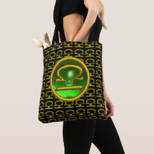 Bolsa Tote LIBRA ZODIAC BIRTHDAY JEWELS, Green Emerald
