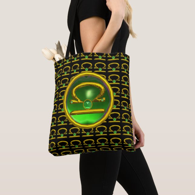 Bolsa Tote LIBRA ZODIAC BIRTHDAY JEWELS, Green Emerald (Close Up)