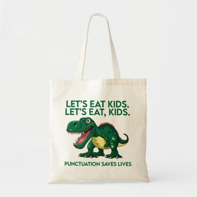 Bolsa Tote Lição Gramática de Dinossauro Engraçado (Frente)