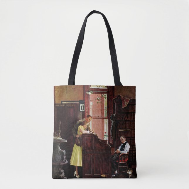 Bolsa Tote Licença de casamento de Norman Rockwell (Frente)