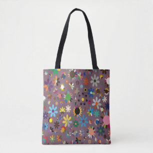 Bolsa Tote Licença Floral Adorável Colorida