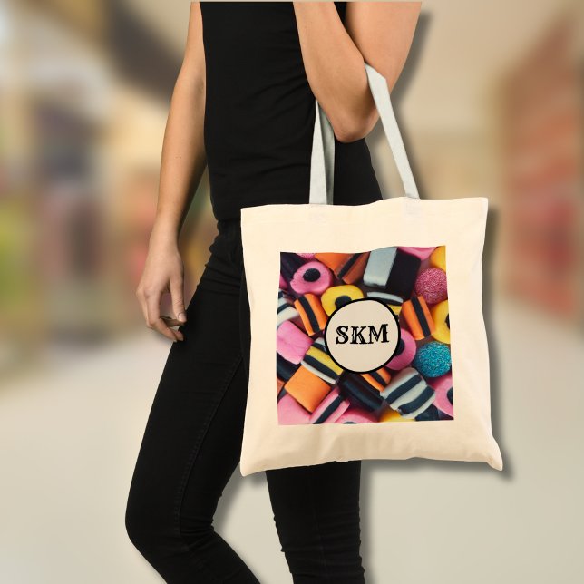 Bolsa Tote Licorice Alsorve Monograma Iniciais Tote Bag (Personalize with initials)