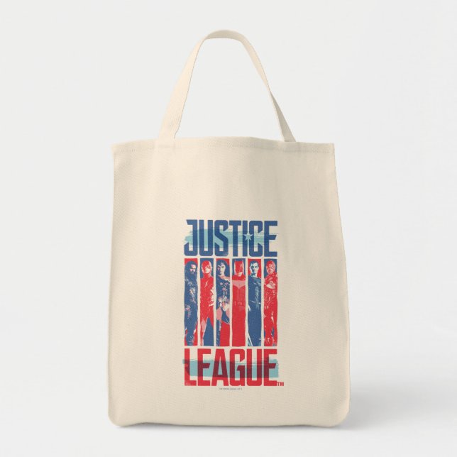 Bolsa Tote Liga da Justiça | Blue & Red Group Pop Art (Frente)