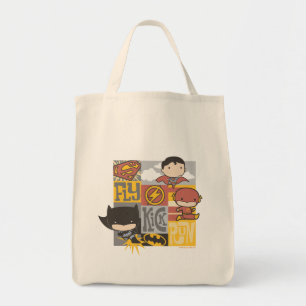 Bolsa Tote Liga da Justiça de Chibi  Voar, Chutar, Executar