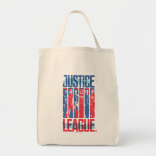 Bolsa Tote Liga da Justiça  Pop de Arte Azul e Vermelho