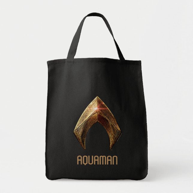 Bolsa Tote Liga da Justiça | Símbolo Aquâmico Metálico (Frente)