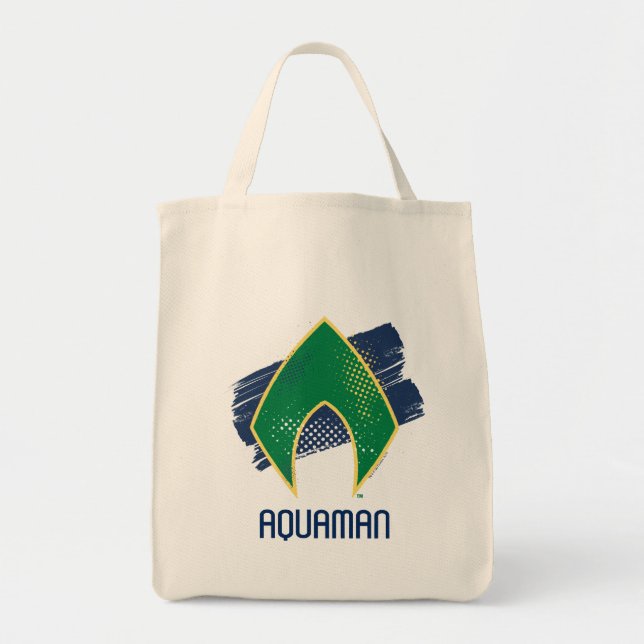 Bolsa Tote Liga da Justiça | Símbolo de Aquaman Pincel e Meio (Frente)