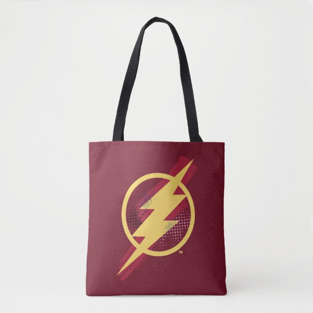Bolsa Tote Liga da Justiça | Símbolo Flash Pincel e Meio-Tons (Frente)