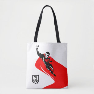 Bolsa Tote Liga da Justiça   Superman Flying Noir Pop Art