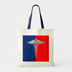 Bolsa Tote Liga médica do símbolo do Caduceus de prata do