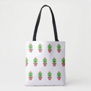 Bolsa Tote Lil Cactus Padrão de Suculenta de Desenho Animado