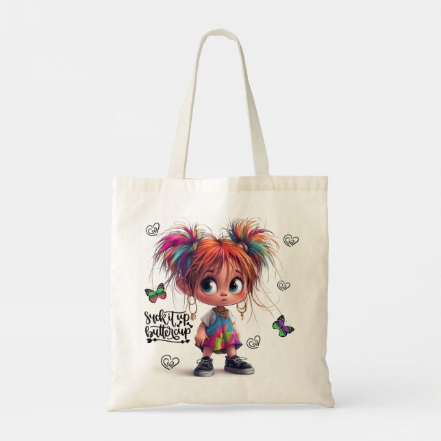 Bolsa Tote Lil' Quirky Girl ButterCup Tote Bag (Verso)