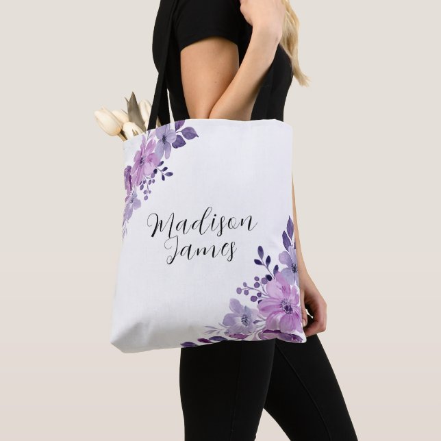 Bolsa Tote Lilac Floral Personalizável (Close Up)