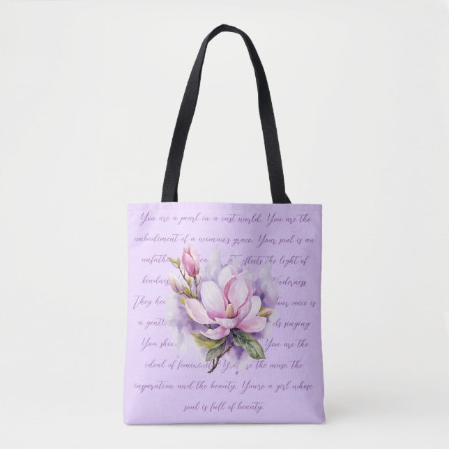 Bolsa Tote Lilac Flores Watercolor Shoper (Frente)