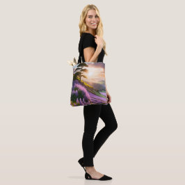 Bolsa Tote Lilac Flowers Bloom em Hill no Sunset Glow