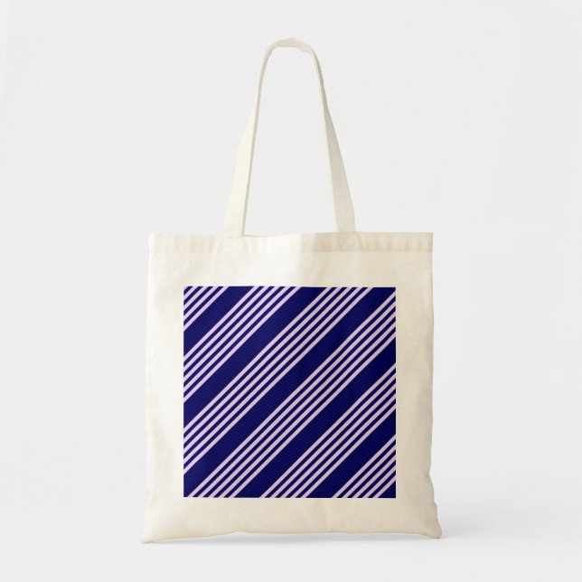 Bolsa Tote Lilac purple and navy blue five stripes pattern (Frente)