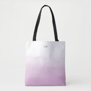 Bolsa Tote Lilac Púrpura D Aquarela Monograma Moderno