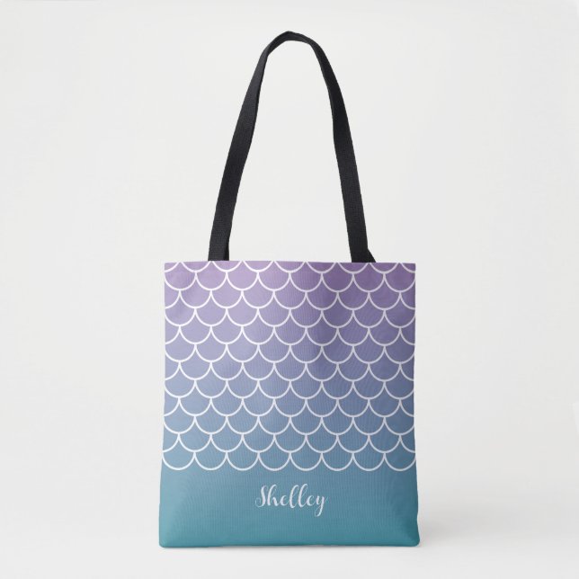 Bolsa Tote Lilac Teal Gradient Sereia Fishscale (Frente)