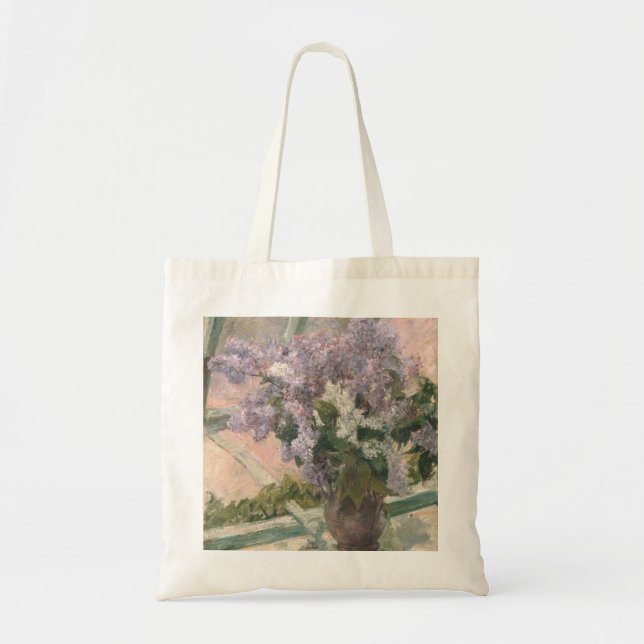 Bolsa Tote Lilacs em Window por Mary Cassatt American Painter (Frente)
