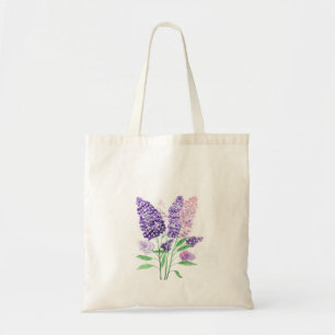 Bolsa Tote Lilacs flores roxas aquarelas chic