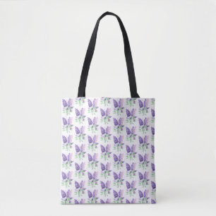Bolsa Tote Lilacs Flores Roxas Padrão Natural De Aquarela