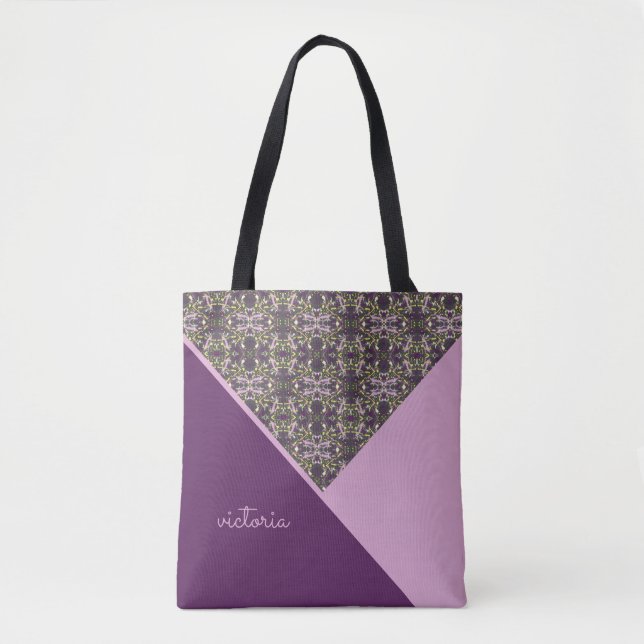 Bolsa Tote Lilás e Berinjela Chic (Frente)