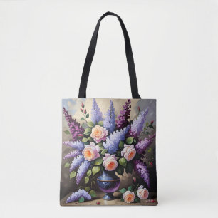 Bolsa Tote Lilases e rosas de safra