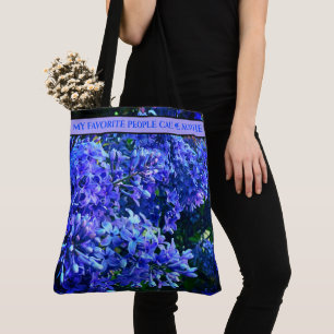 Bolsa Tote Lilases roxos azuis românticos, foto floral azul t