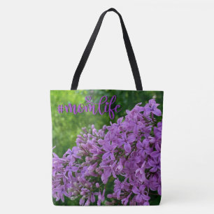 Bolsa Tote Lilases roxos romântica, elegante, púrpura floral