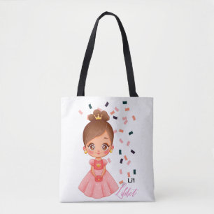Bolsa Tote Lilibet batizada de Peach Princess Gifts para Meni