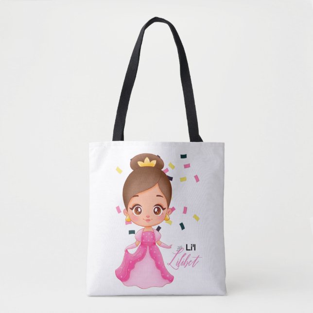 Bolsa Tote Lilibet batizado de Princesa Rosa Presente para Ra (Frente)