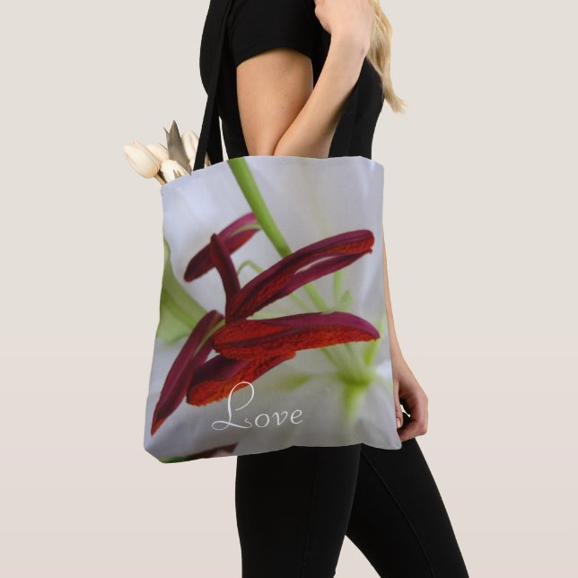 Bolsa Tote Lily Branca, flor. (Close Up)