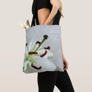 Bolsa Tote Lily Branca. Flor. Travesseiro lombar