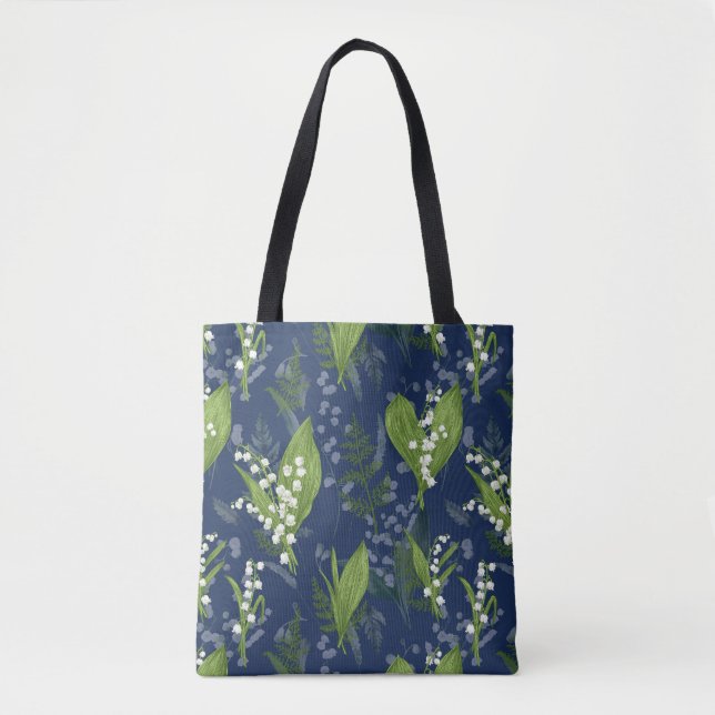 Bolsa Tote Lily do fundo azul-escuro do Vale (Frente)