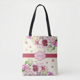 Bolsa Tote Lily e Peony Floral Amarelo