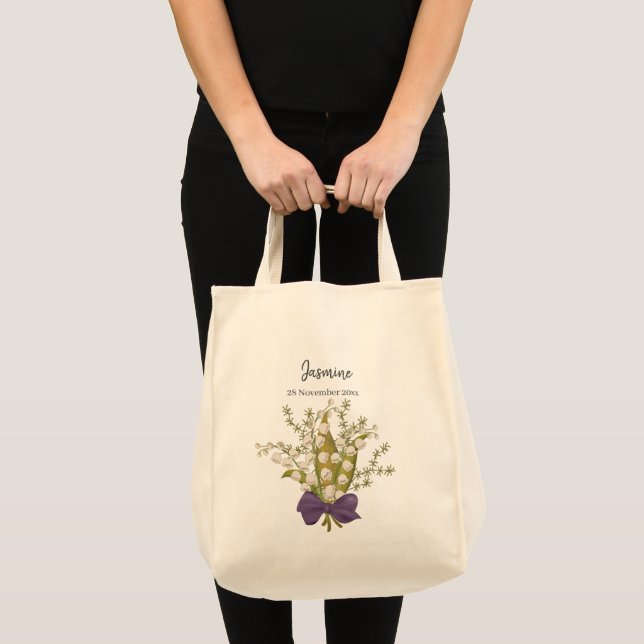 Bolsa Tote Lily Of The Valley Buquê with Purple Arco (Frente (produto))