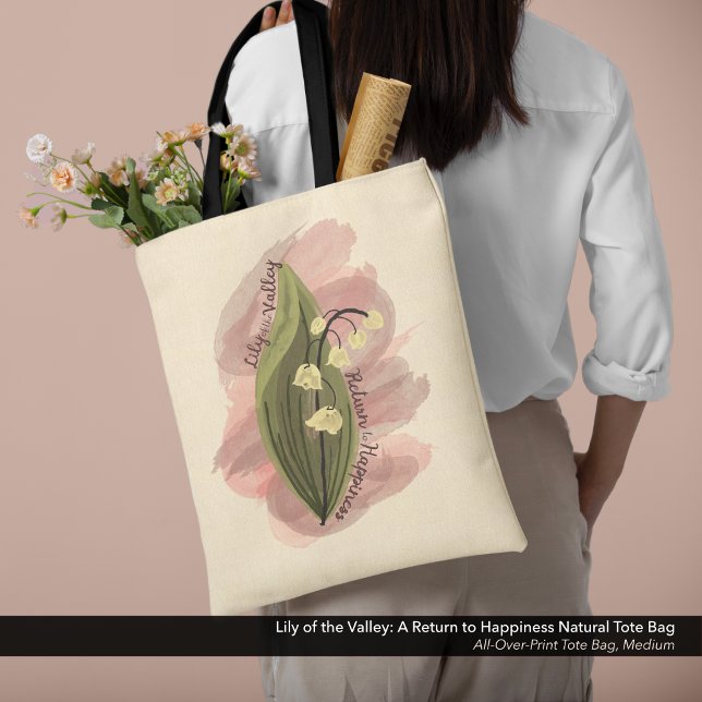 Bolsa Tote Lily of the Valley Feliness Watercolor Style (Lily of the Valley: A Return to Happiness Natural Tote Bag)