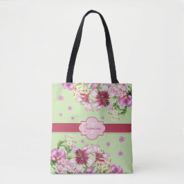 Bolsa Tote Lily & Peony Floral Mint