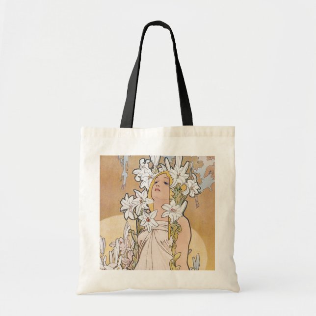 Bolsa Tote Lily (Quatro Flores), Alphonse Mucha (Frente)