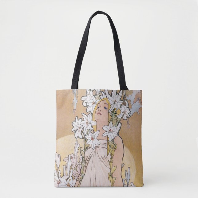 Bolsa Tote Lily (Quatro Flores), Alphonse Mucha (Frente)