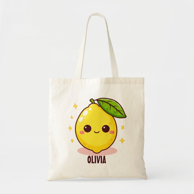 Bolsa Tote Limão Amarelo-Gelado Adorável Personalizado (Frente)