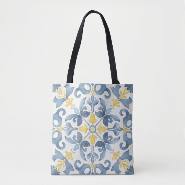 Bolsa Tote Limão Azulejo Azul Italiano (Frente)